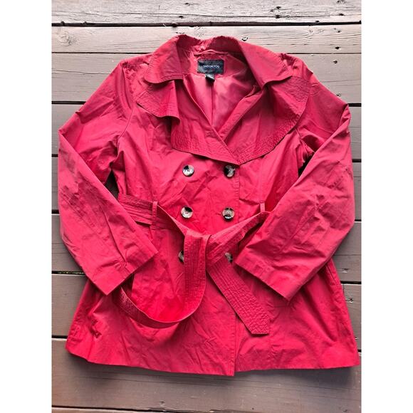 Womens London Fog Red/ Dark Pink Colored Jacket Rain Coat Lightweight - Picture 1 of 5